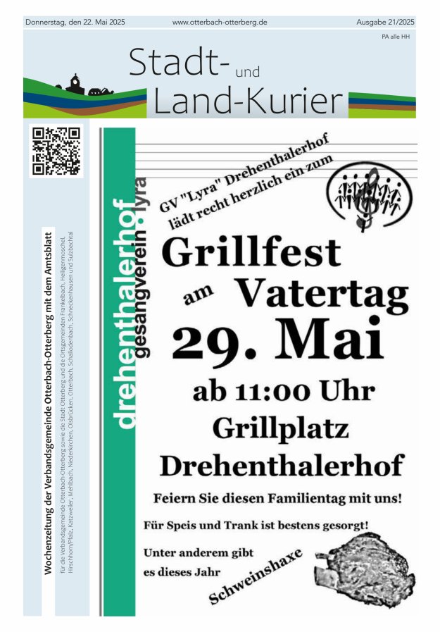 Stadt- und Land-Kurier Otterbach-Otterberg Titelblatt 21/2025
