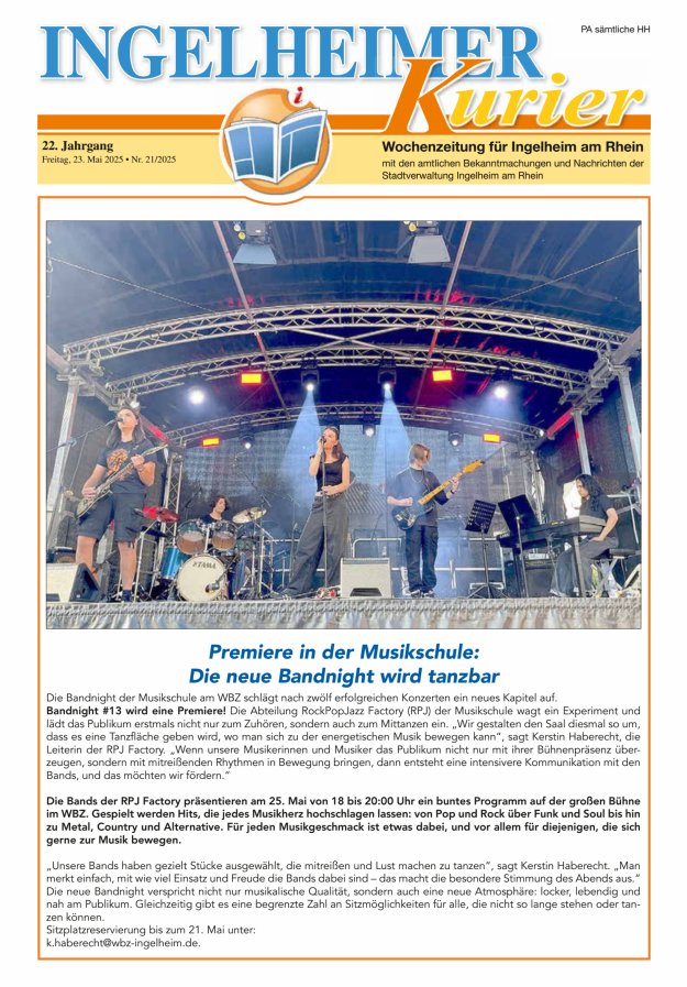 Ingelheimer Kurier Titelblatt 21/2025