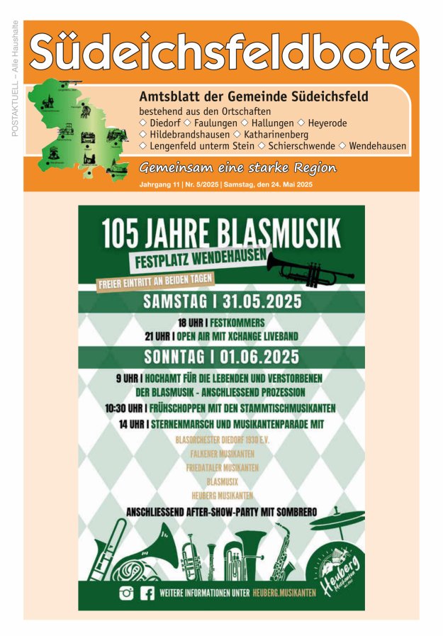 Amtsblatt der Gemeinde Südeichsfeld Titelblatt 05/2025