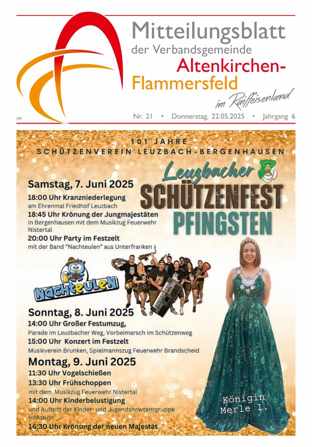 Mitteilungsblatt Verbandsgemeinde Altenkirchen-Flammersfeld Titelblatt 21/2025