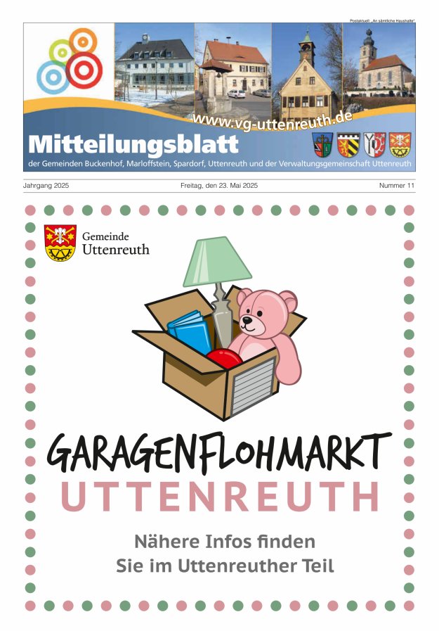 Mitteilungsblatt der Verwaltungsgemeinschaft Uttenreuth Titelblatt 11/2025