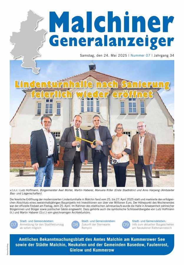 Malchiner Generalanzeiger Titelblatt 07/2025