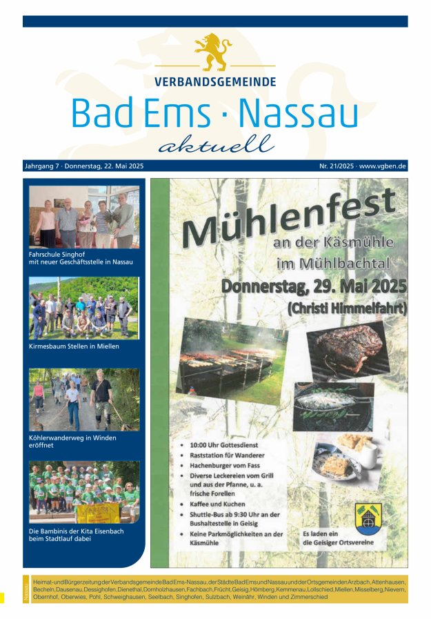Bad Ems-Nassau aktuell Ausgabe Nassau Titelblatt 21/2025