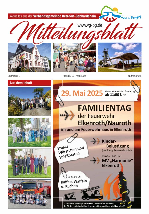 Aktuelles aus der VG Betzdorf-Gebhardshain Ausgabe Gebhardshain Titelblatt 21/2025