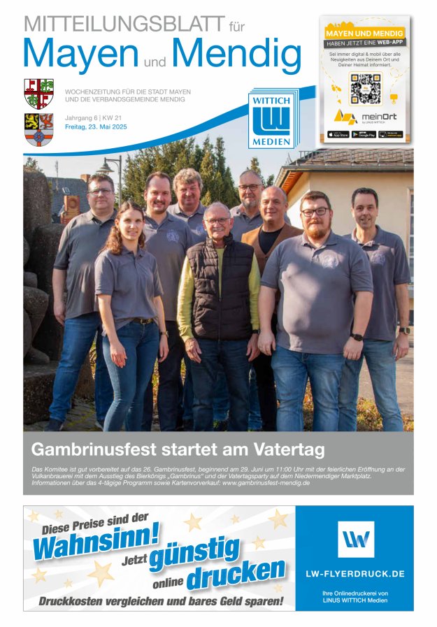 Mitteilungsblatt für Mayen und Mendig Titelblatt 21/2025