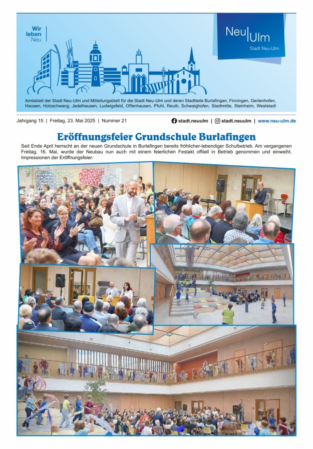 Amtsblatt der Stadt Neu-Ulm und Mitteilungsblatt für die Stadt Neu-Ulm Titelblatt 21/2025