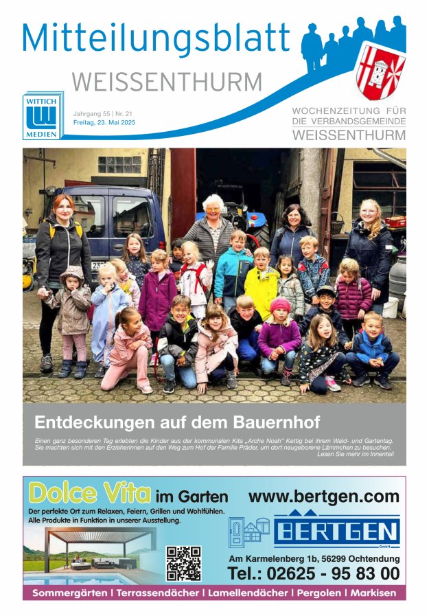 Mitteilungsblatt für den Bereich der Verbandsgemeinde Weißenthurm Titelblatt 21/2025