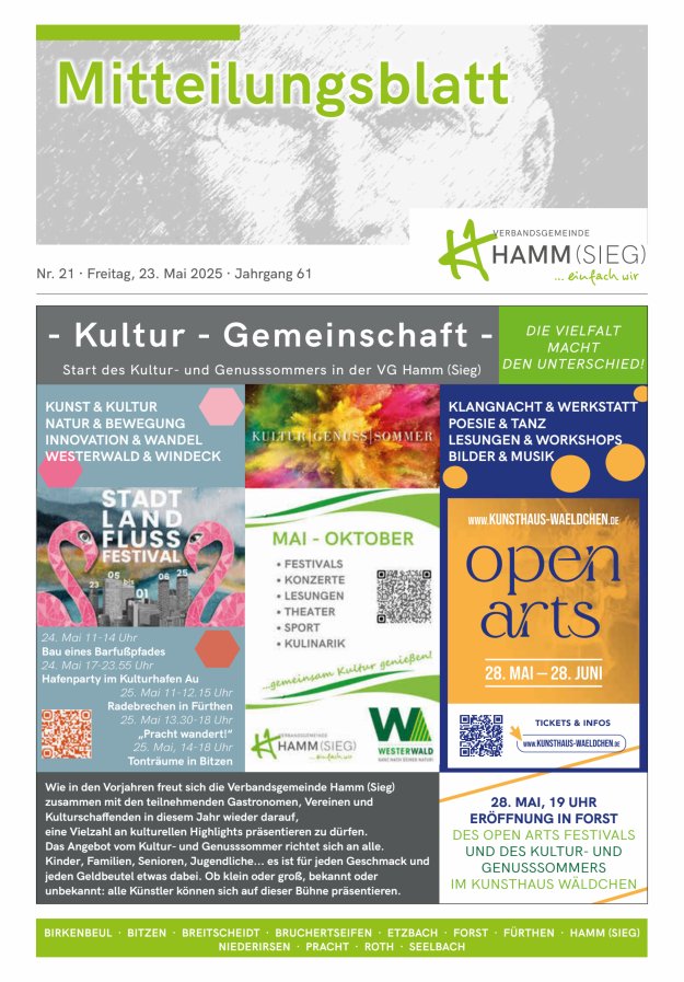 Mitteilungsblatt Hamm (Sieg) Titelblatt 21/2025
