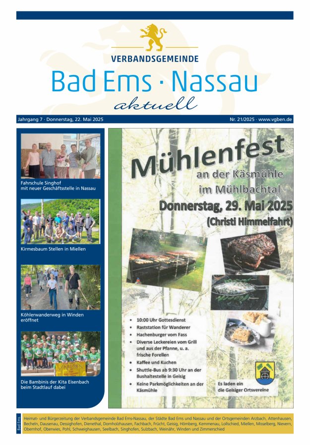 Bad Ems-Nassau aktuell Ausgabe Bad Ems Titelblatt 21/2025