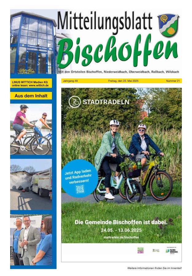Mitteilungsblatt für die Gemeinde Bischoffen Titelblatt 21/2025