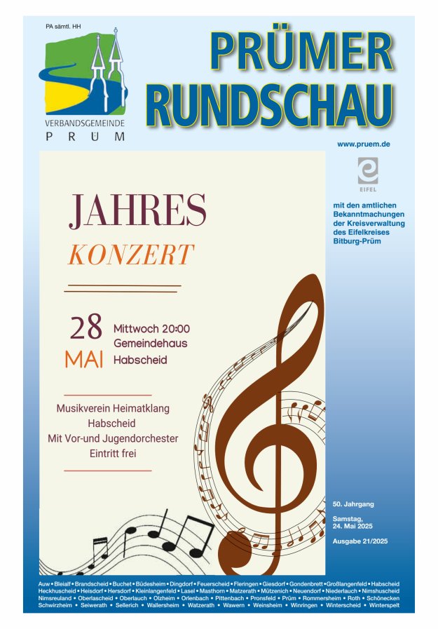 Prümer Rundschau Titelblatt 21/2025