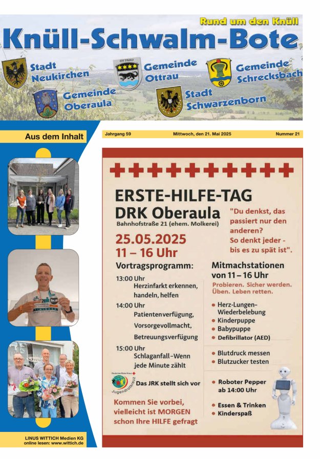 Knüll-Schwalm-Bote Titelblatt 21/2025