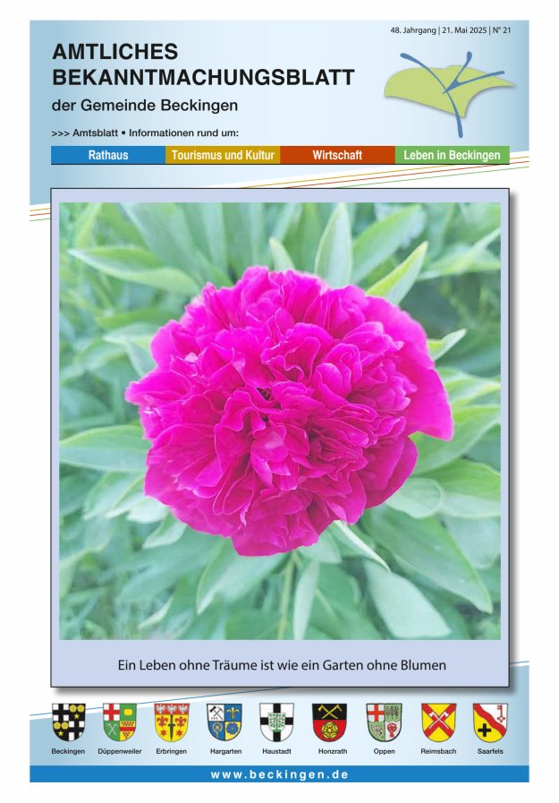 Amtsblatt Beckingen Titelblatt 21/2025