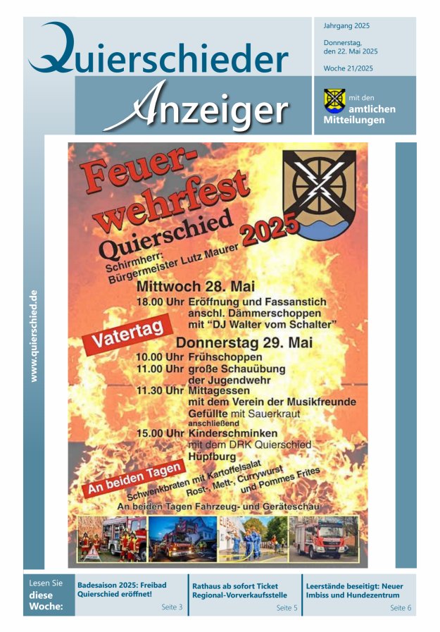 Quierschieder Anzeiger Titelblatt 21/2025