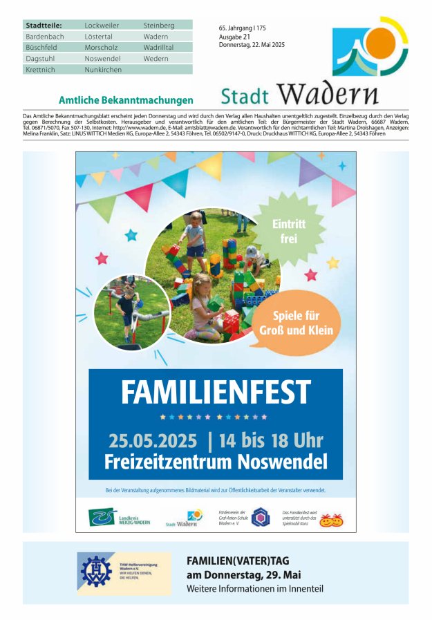 Stadt Wadern Titelblatt 21/2025