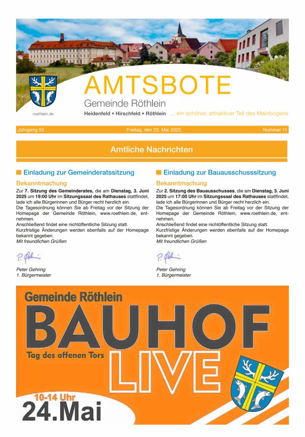 Amtsbote der Großgemeinde Röthlein Titelblatt 11/2025