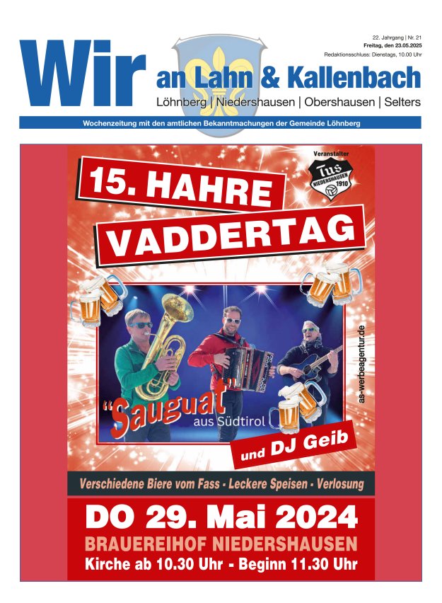 Amtliches Mitteilungsblatt der Gemeinde Löhnberg Titelblatt 21/2025