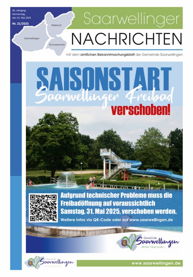 Saarwellinger Nachrichten Titelblatt 21/2025