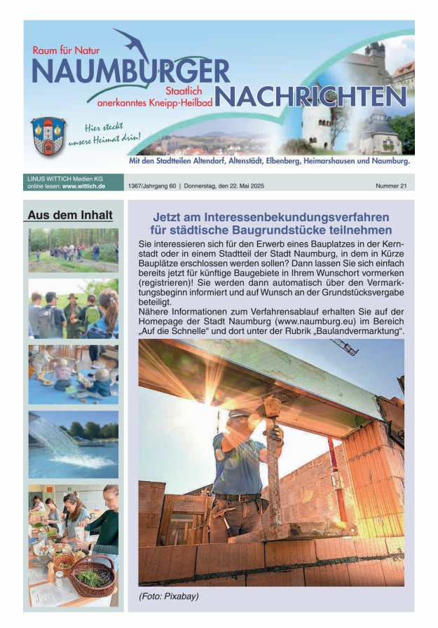 Naumburger Nachrichten Titelblatt 21/2025