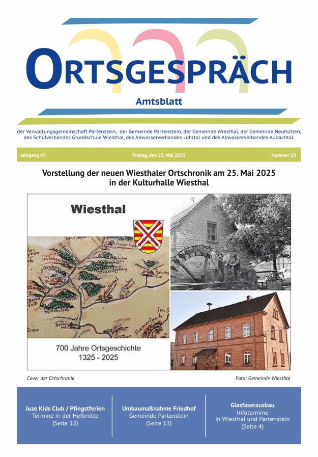 Ortsgespräch - Amtsblatt der VG Partenstein und ihrer Körperschaften Titelblatt 10/2025