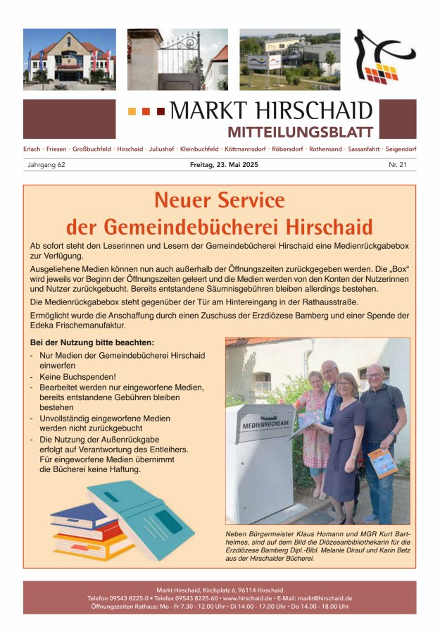 Mitteilungsblatt Markt Hirschaid Titelblatt 21/2025