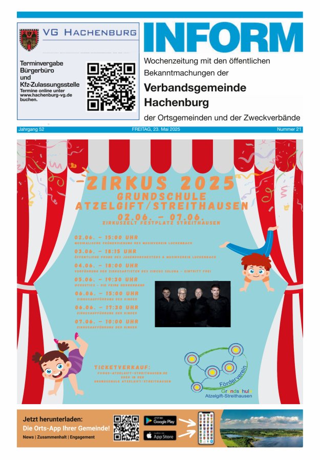 INFORM - Wochenzeitung der Verbandsgemeinde Hachenburg Titelblatt 21/2025