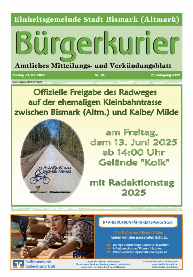Bürgerkurier der Einheitsgemeinde Stadt Bismark (Altmark) Titelblatt 04/2025