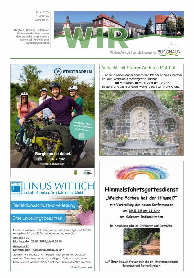 WIR - mit Amtsblatt der Marktgemeinde Burghaun Titelblatt 21/2025