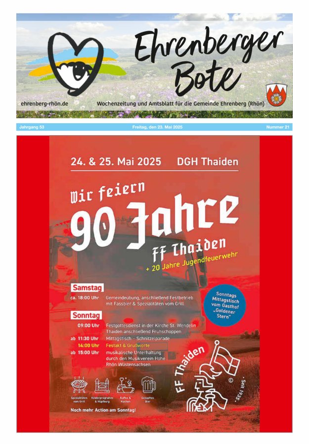 Ehrenberger Bote Titelblatt 21/2025