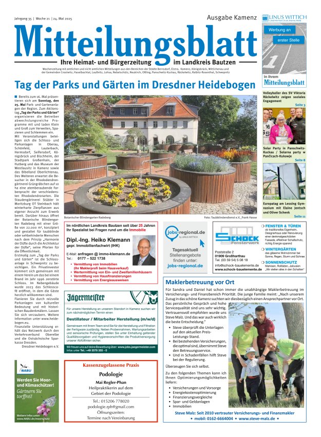 Mitteilungsblatt LK Bautzen Ausgabe Kamenz Titelblatt 20/2025