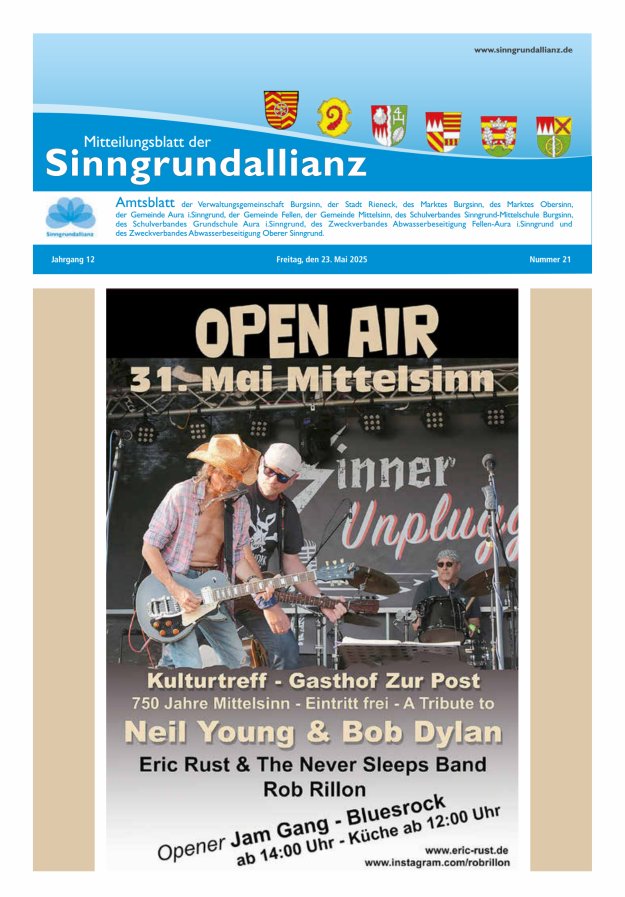 Mitteilungsblatt der Sinngrundallianz Titelblatt 21/2025
