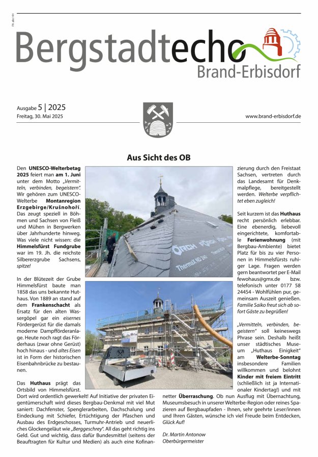 Bergstadtecho Brand-Erbisdorf Titelblatt 05/2025