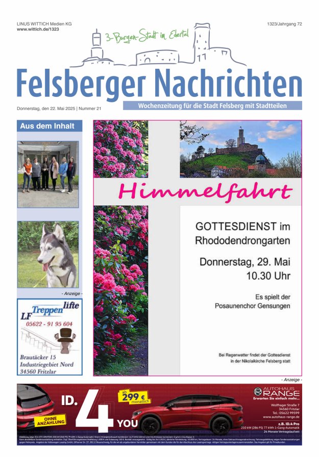 Felsberger Nachrichten Titelblatt 21/2025