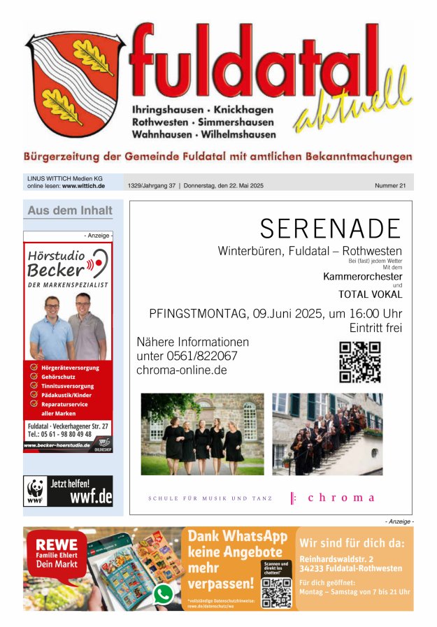 Fuldatal aktuell Titelblatt 21/2025