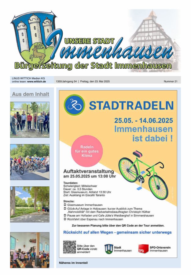 Unsere Stadt Immenhausen Titelblatt 21/2025