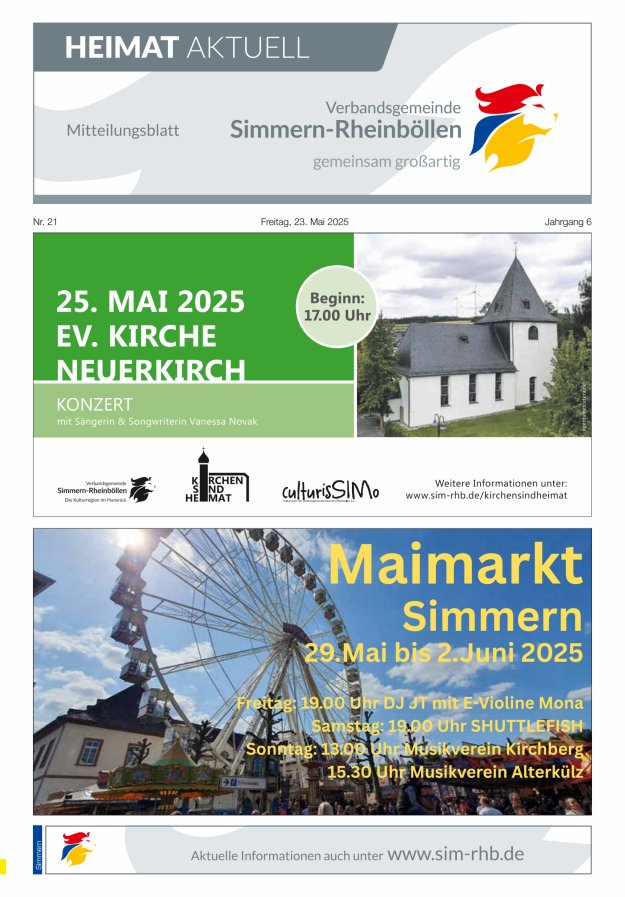 Heimat Aktuell - Mitteilungsbl der VG Simmern-Rheinböllen Ausg Simmern Titelblatt 21/2025