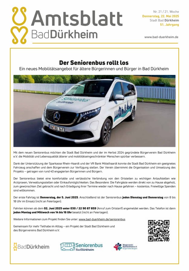 Bad Dürkheimer Woche Titelblatt 21/2025