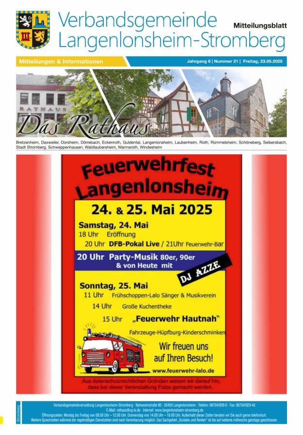 Das Rathaus - MTB d VG Langenlonsheim-Stromberg  Titelblatt 21/2025