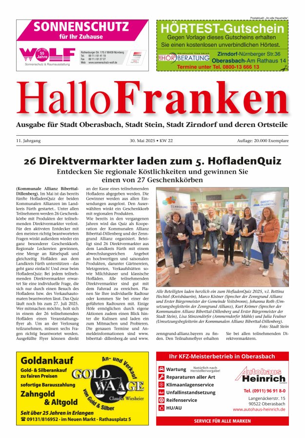Hallo Franken Fürther Umland Titelblatt 05/2025
