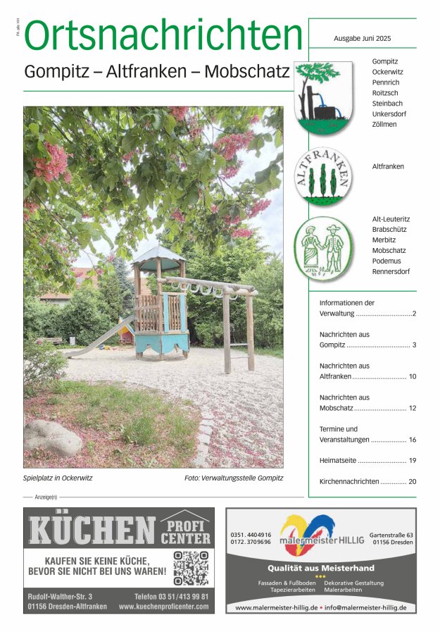 Ortsnachrichten Gompitz - Altfranken - Mobschatz Titelblatt 05/2025