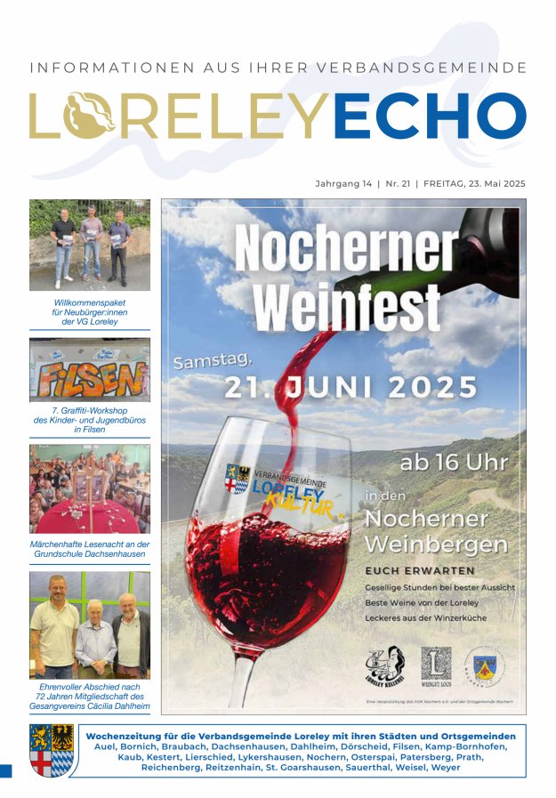 Loreley-Echo - Mitteilungsblatt der Verbandsgemeinde Loreley (Braubach) Titelblatt 21/2025