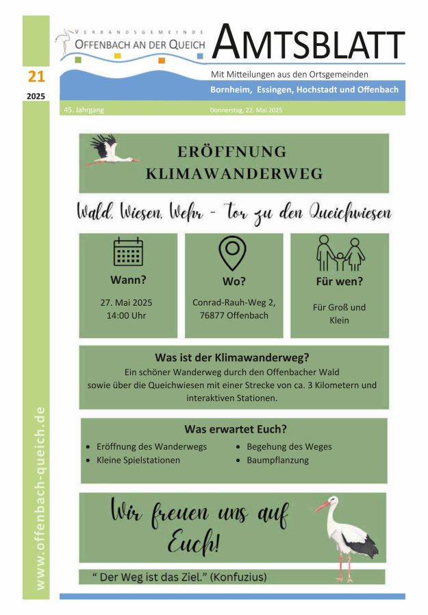 Amtsblatt VG Offenbach an der Queich Titelblatt 21/2025