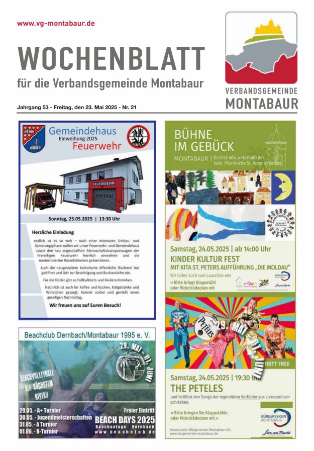 Wochenblatt der Verbandsgemeinde Montabaur Titelblatt 21/2025