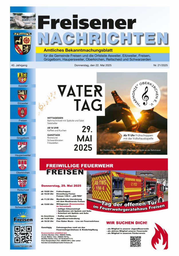 Freisener Nachrichten Titelblatt 21/2025