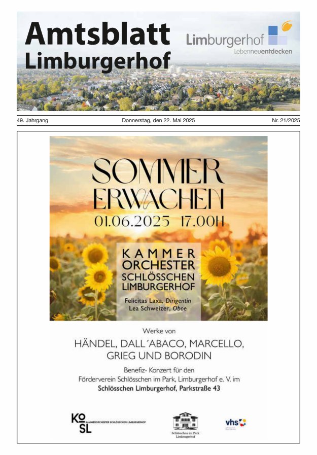 Amtsblatt Limburgerhof Titelblatt 21/2025