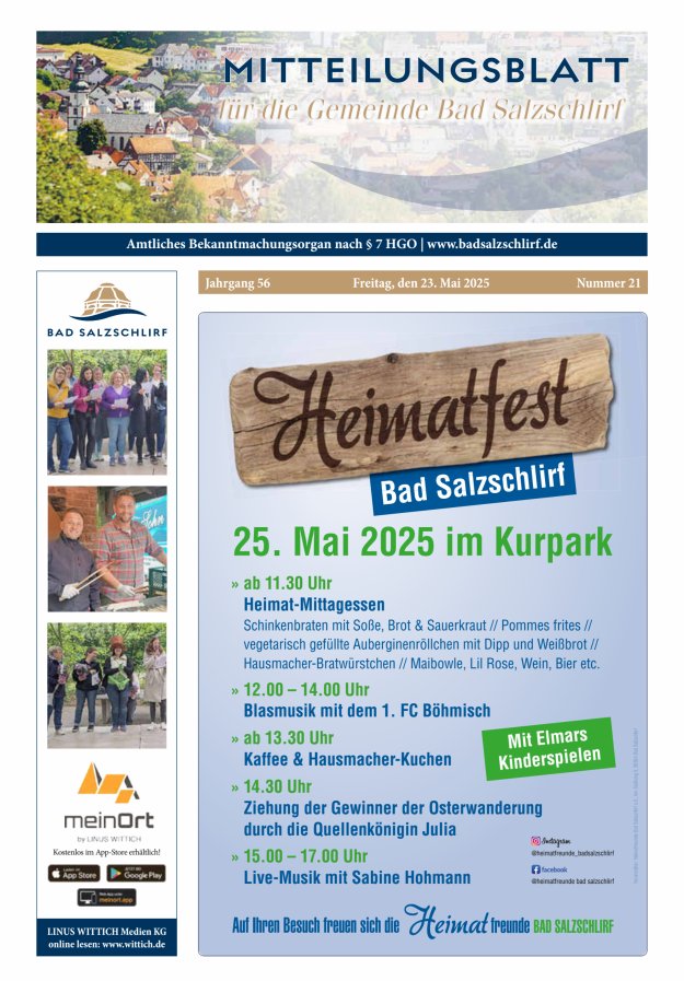 Amtliches Bekanntmachungsorgan der Gemeinde Bad Salzschlirf Titelblatt 21/2025