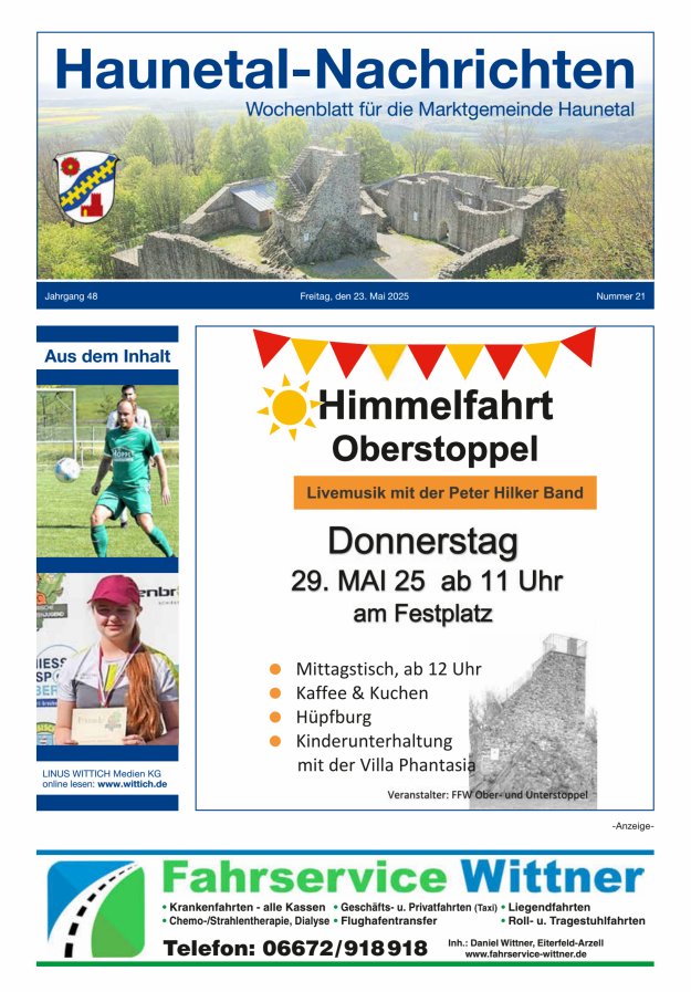 Haunetal-Nachrichten Titelblatt 21/2025