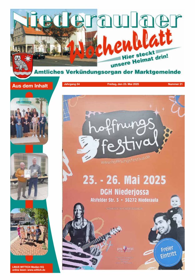 Niederaulaer Wochenblatt Titelblatt 21/2025