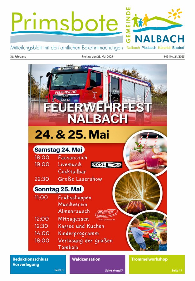 Primsbote Gemeinde Nalbach Titelblatt 21/2025