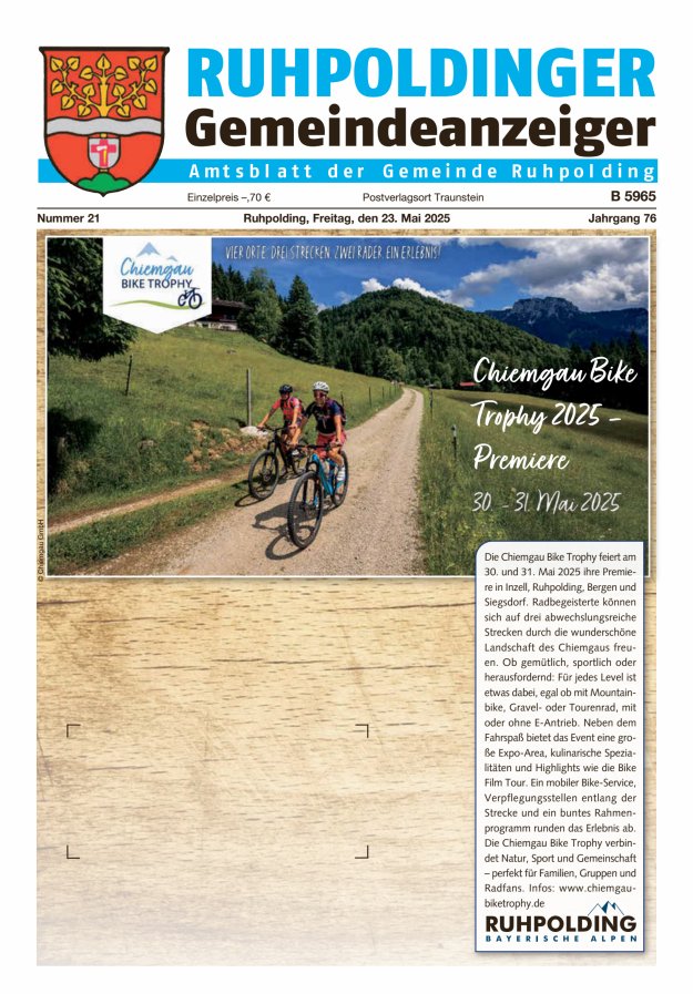 Ruhpoldinger Gemeindeanzeiger Titelblatt 21/2025